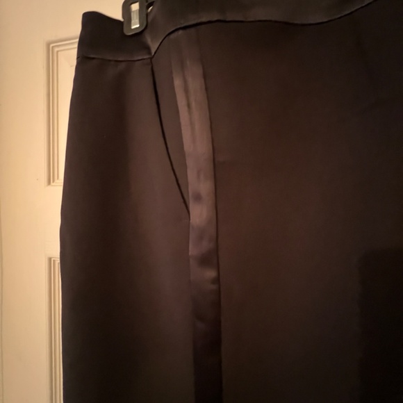 H&M WOMENS SIZE 20 BLACK PLEATED TUXEDO PANTS  SATIN STRIPE + WAISTBAND - Picture 10 of 13